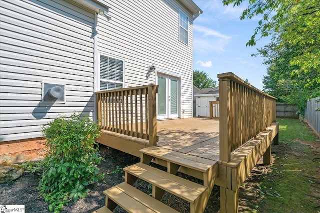 114 Eagles View Ct, Easley, SC 29642 - deck featuring a fenced backyard and french doors