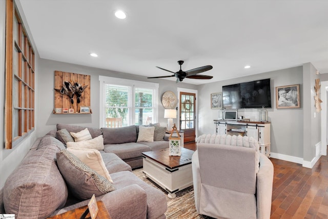 301 Ridgecrest Dr, Easley, SC 29640 - living area with recessed lighting, ceiling fan, and wood finished floors