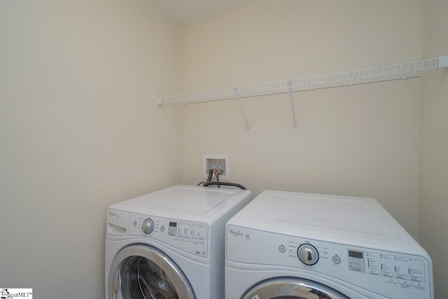 laundry room with washing machine and clothes dryer and washer hookup