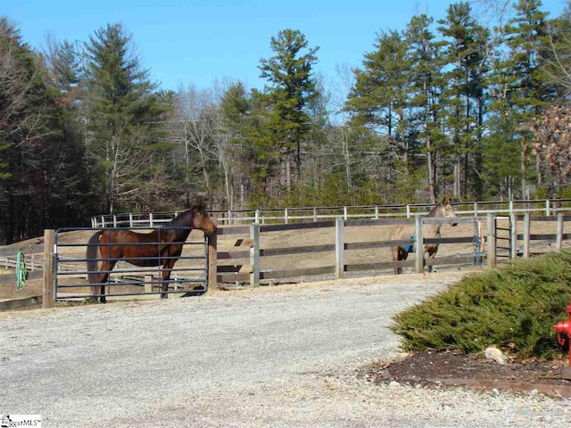 view of gate with a rural view