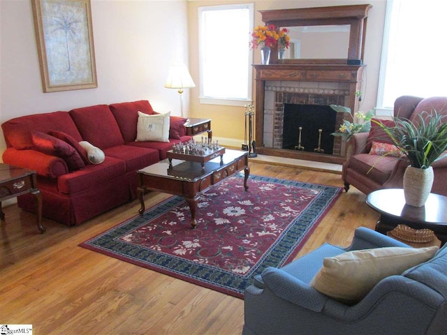 living room featuring light hardwood / wood-style floors