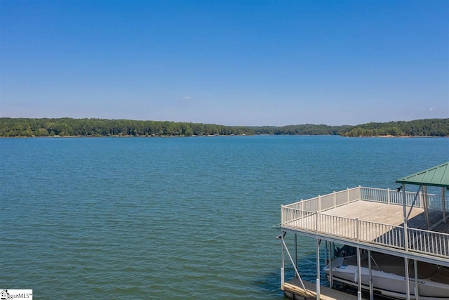 view of dock featuring a water view