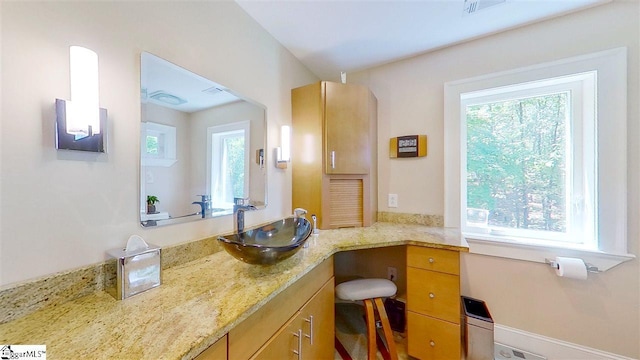 bathroom with vanity and a wealth of natural light