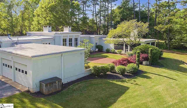 exterior space featuring a garage