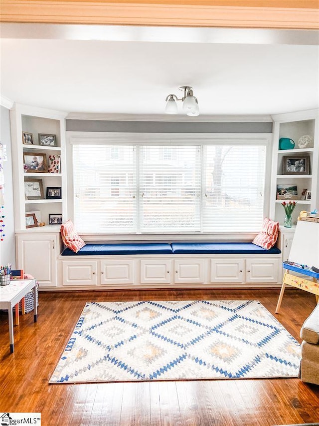 interior space with built in features, light wood-type flooring, and plenty of natural light