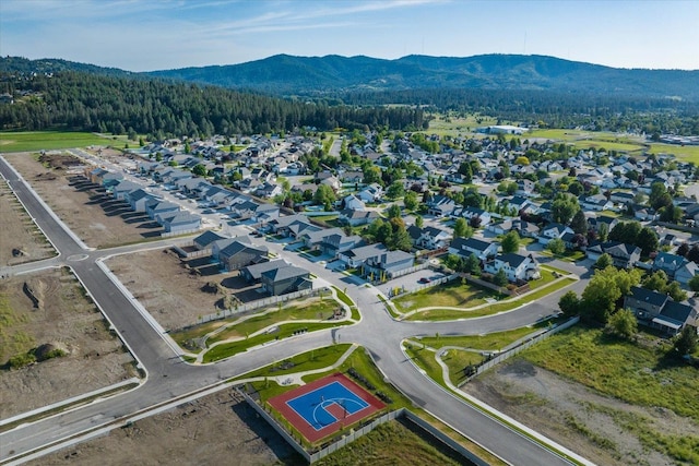 bird's eye view featuring a mountain view