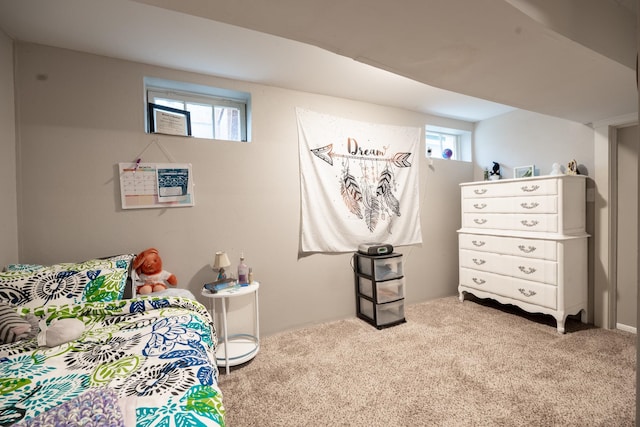 carpeted bedroom with multiple windows