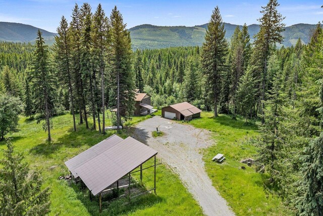 bird's eye view with a mountain view