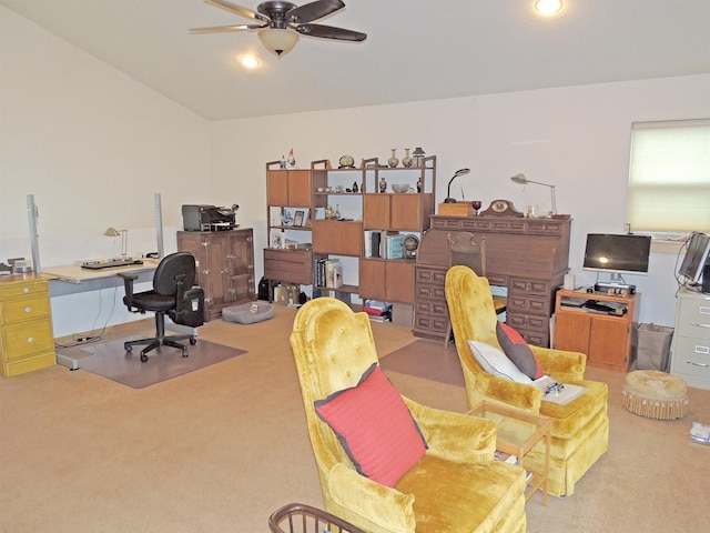 35025 Mourning Dove Ln N, Davenport, WA 99122 - carpeted office with a ceiling fan and recessed lighting