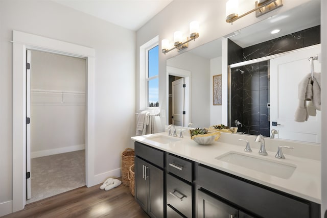 bathroom featuring vanity and wood-type flooring