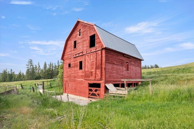 view of outdoor structure featuring a rural view