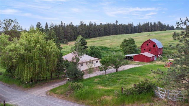 aerial view with a rural view