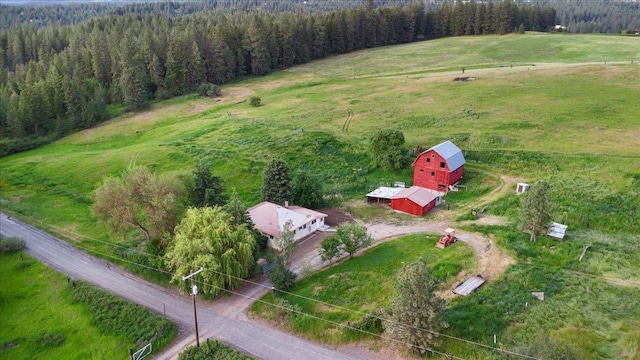 bird's eye view with a rural view