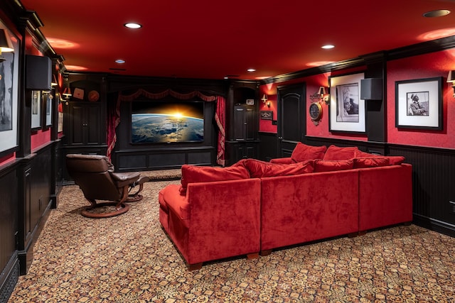 cinema featuring ornamental molding