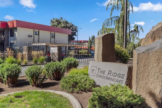 view of community sign