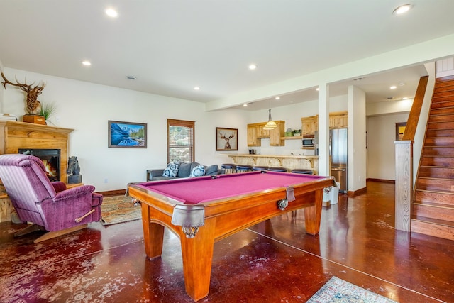 playroom featuring concrete floors and pool table