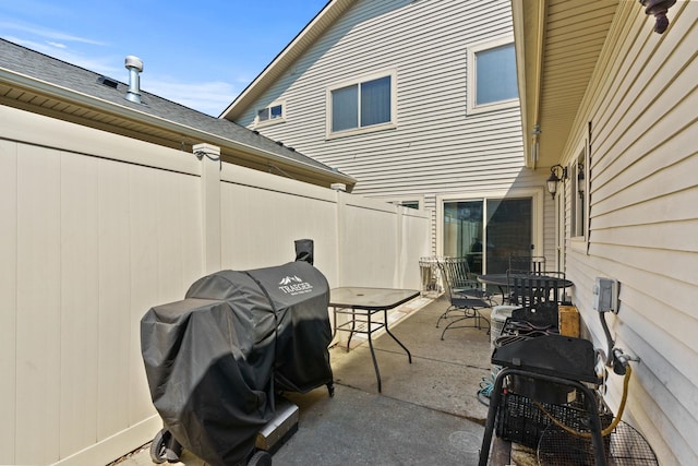 view of patio / terrace featuring a grill