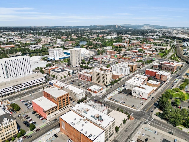 aerial view with a mountain view