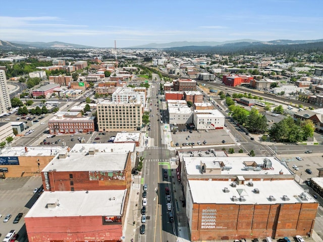 bird's eye view with a mountain view