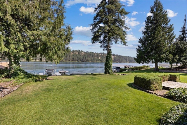 view of yard featuring a water view