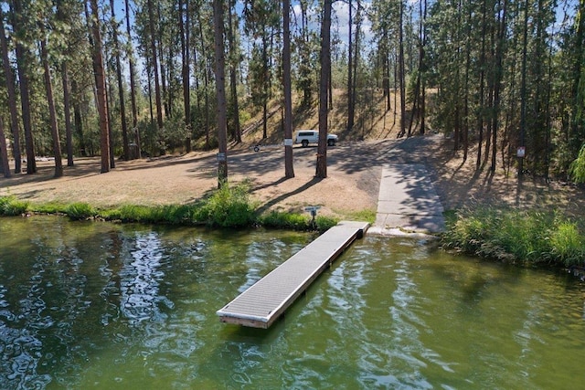 view of dock featuring a water view