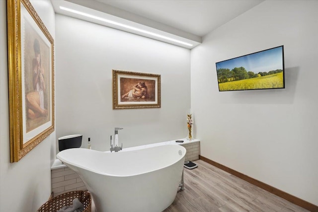 bathroom with wood-type flooring