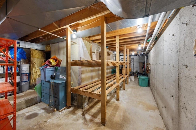 view of unfinished basement