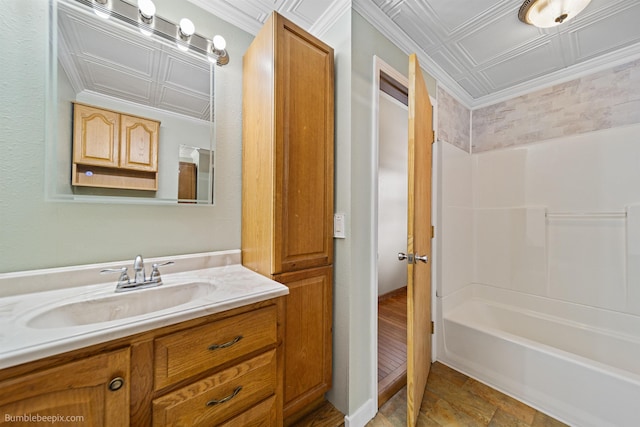 bathroom with vanity and tub / shower combination