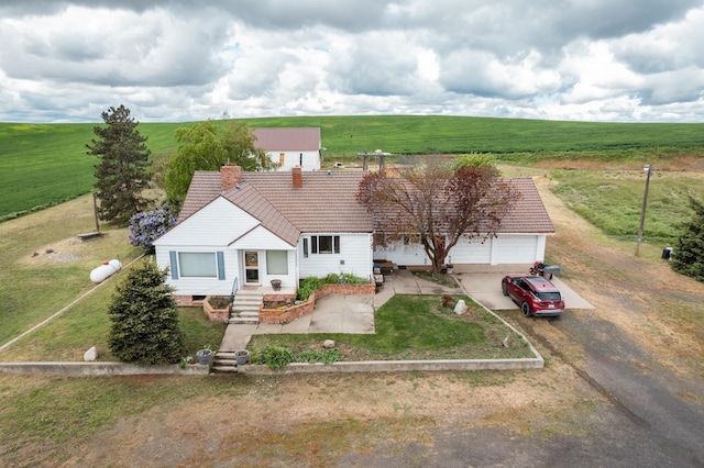 drone / aerial view with a rural view