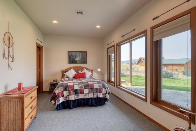 16547 E Whitelaw Rd, Wilbur, WA 99185 - bedroom with visible vents, baseboards, recessed lighting, and carpet