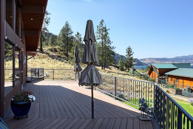 deck featuring a mountain view