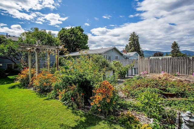 view of yard with a pergola