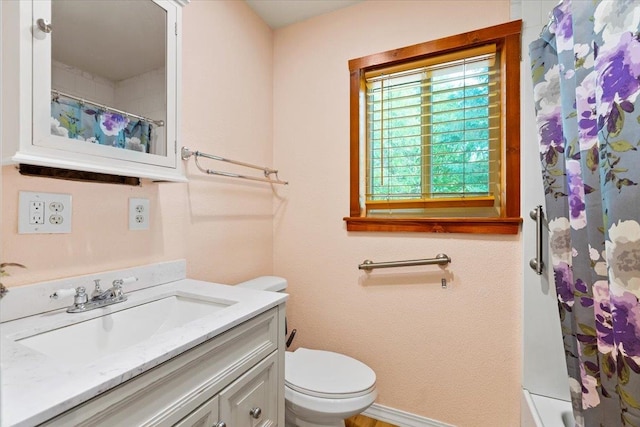 full bathroom with vanity, toilet, and shower with separate bathtub