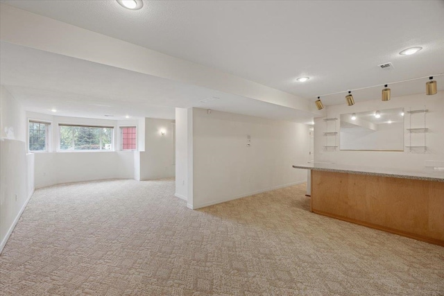 bar with light colored carpet