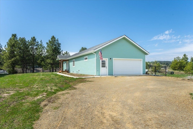 exterior space featuring a garage