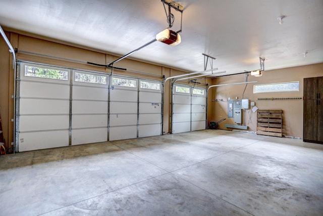 garage with a garage door opener