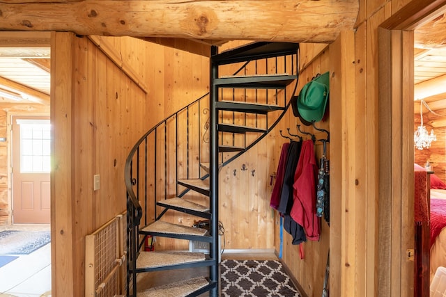 1114 Stohr Rd, Newport, WA 99156 - stairway featuring wood walls