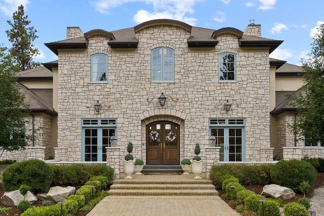 view of front facade with french doors