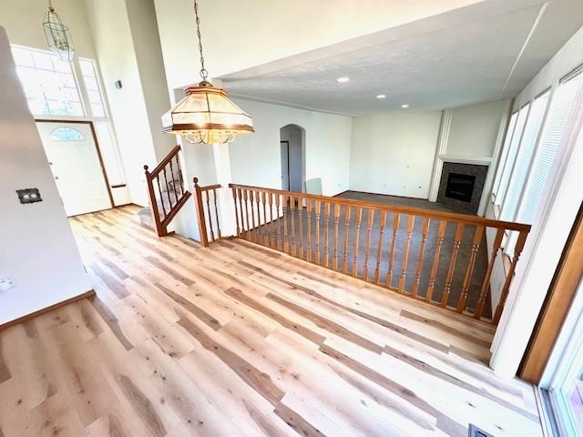 hallway with light wood-type flooring