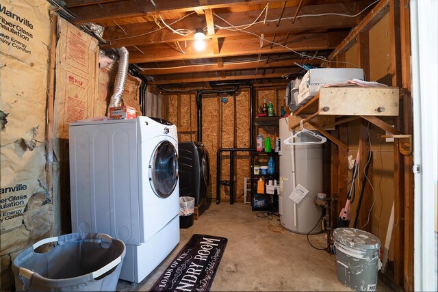 laundry room with washer / clothes dryer and electric water heater