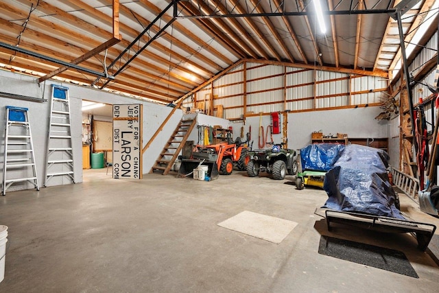 garage with metal wall