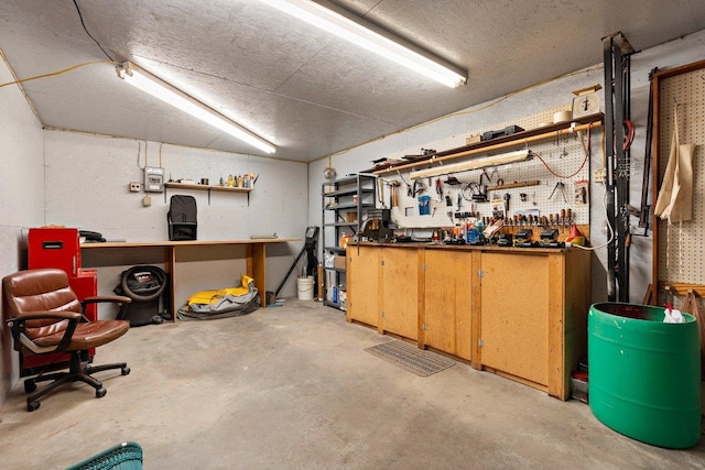 interior space with a workshop area