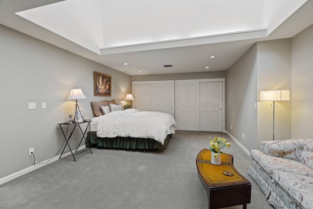 3206 W Long Prairie Rd, Valley, WA 99181 - carpeted bedroom featuring recessed lighting, two closets, and baseboards
