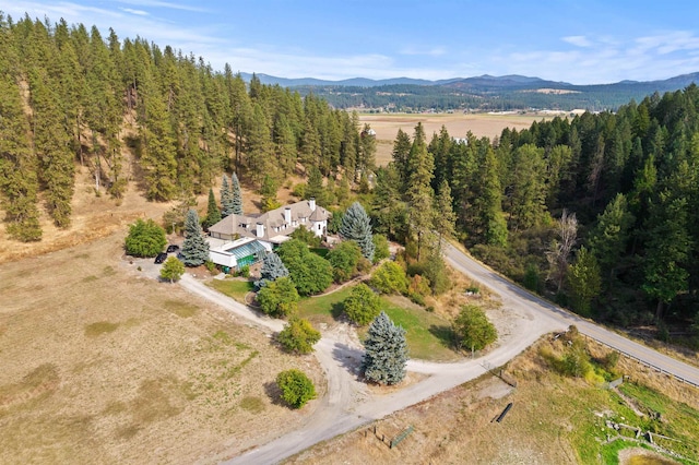 aerial view with a mountain view