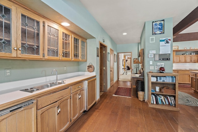 kitchen featuring wood-type flooring and sink