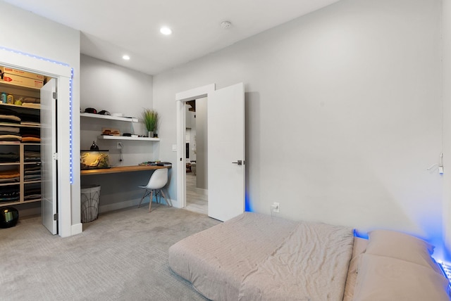 carpeted bedroom with a spacious closet and a closet