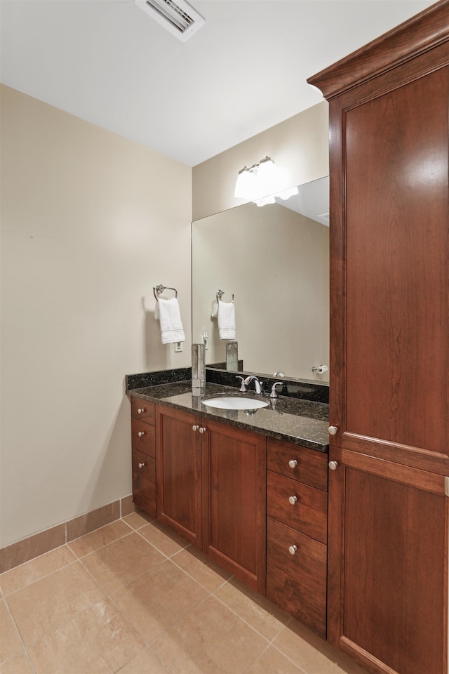 820 N Post St Unit 106, Spokane, WA 99201 - bathroom featuring baseboards, visible vents, tile patterned flooring, and vanity