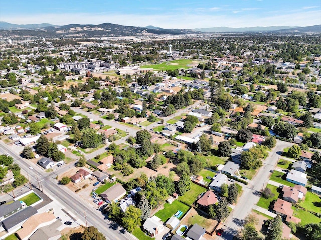 drone / aerial view with a mountain view