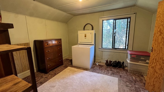 laundry room featuring dark carpet