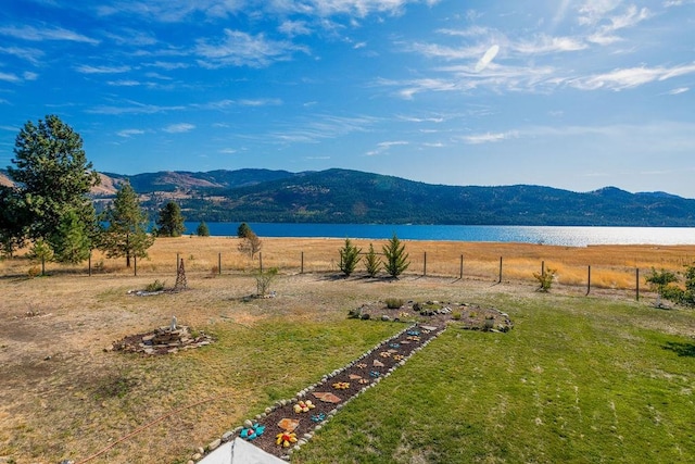 property view of mountains with a rural view and a water view